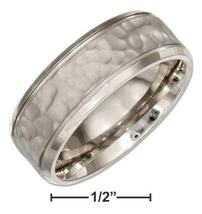 Stainless Steel 8mm Mens Hammered Wedding Band Ring - £39.16 GBP
