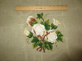 BUCILLA Pre-Worked COTTON BOLL  NEEDLEPOINT CANVAS  - 23&quot; x 23&quot;, Design ... - $45.00