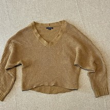 American Eagle Sweater Cropped Hi Low Slouchy Women&#39;s Size Small Mustard Yellow - £12.21 GBP