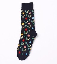 Black Colorful Flowers Socks Novelty Unisex 6-12 Crazy Fun SF156 - £6.14 GBP
