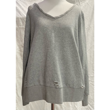 Romeo &amp; Juliet Couture Womens Distressed Sweater Gray Holes Side Tie Sli... - $21.77