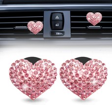 2Pcs Car Air Vent Clip Bling Crystal Heart Charms Car Air Vent Clips Car Air Con - £11.16 GBP
