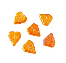 20 Celestial Crystal® Orange AB Fuchsia Rainbow Finish Leaf Leaves Glass Beads - £4.00 GBP