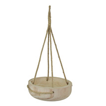 12 Inch Rope Hanging Wooden Bowl Planter Indoor Outdoor Succulent Pot Home Decor - £26.34 GBP