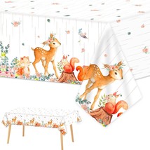 3 Pieces Floral Woodland Animal Party Tablecloths For Baby Shower Decora... - £15.95 GBP
