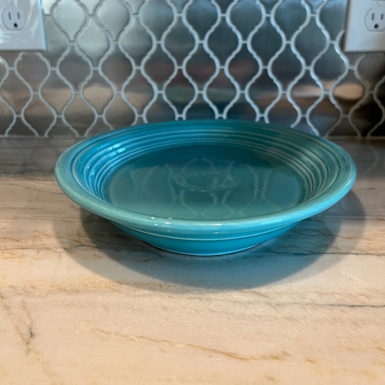 Fiesta Fiestaware Turquoise Blue 13 1/2 X 9 3/8 Inch Oval Platter Vintage Item image 3