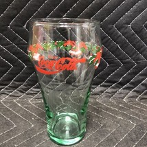 Vintage Green Coca Cola Christmas Holly Bells 12oz Drinking Glass, Chris... - £3.87 GBP