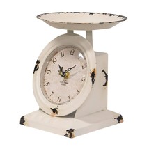 Scale Clock in distressed white Tin - $32.00