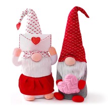 2Pcs Valentines Day Gnome Plush Decorations, Handmade Scandinavian Tomte... - £19.74 GBP