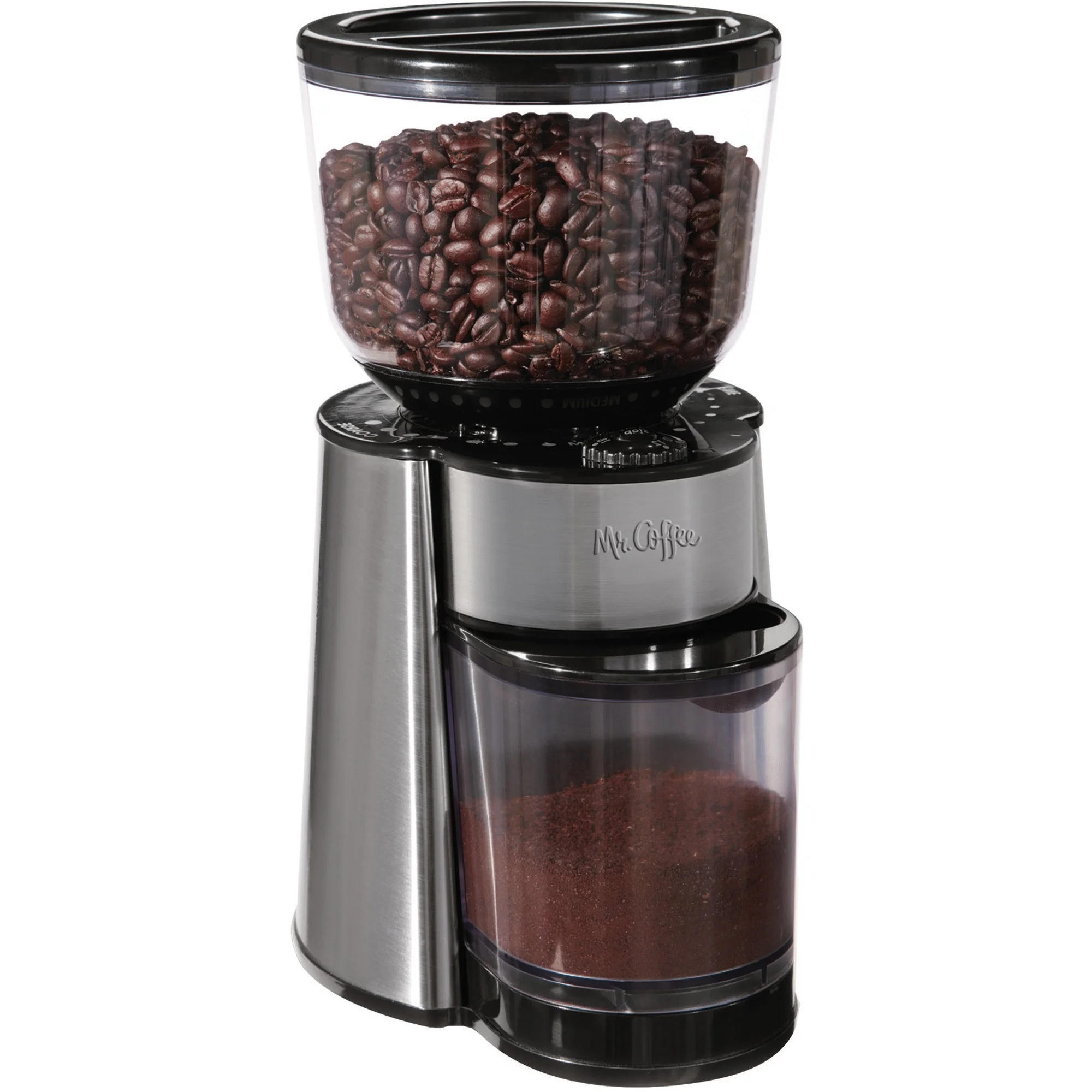 Mr. Coffee Automatic Silver Burr Mill Grinder with 18 Custom Grinds, Sta... - $52.99