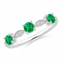 ANGARA Emerald &amp; Diamond Marquise and Dot Band in 14K Solid Gold - £817.10 GBP