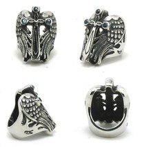 Saint Michael the Archangel Ring S8-13 Eagle Wings Cross Crystal Stainless 316L - $19.99