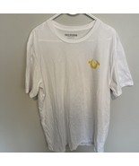 True Religion T-shirt Men Size 2XL White Gold Monk Embossed Logo Metallic - €12,81 EUR