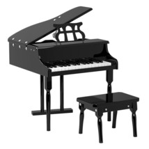 30-Key Kids Toy Piano Wooden Grand Piano Keyboard Toy Music Stand &amp; Bench Black - £114.74 GBP