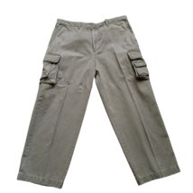 Izod Men&#39;s VTG Cargo Utility Pants 40x30 Relaxed Cotton Army Green Rock Washed - £13.16 GBP