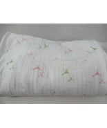 Aden &amp; Anais Baby Blanket white cotton muslin pink green people kids chi... - £15.56 GBP