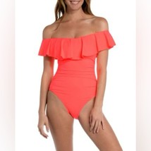 La Blanca Island Goddess Off the Shoulder Ruffle One Piece Swimsuit Size 8 NEW - £45.73 GBP