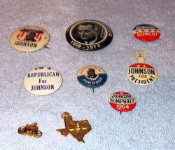 Vintage Lyndon Johnson LBJ Campaign Political Pins Lot of 9 Authentic  - £23.55 GBP