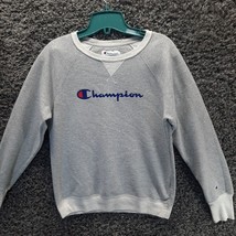 Vintage Champion Sweatshirt Men Small Gray Pullover 90s Y2K Sweater - $18.47