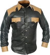 3XL Men&#39;s Leather Shirt Real Lambskin Lederhemd Jacket Biker Slim Fit Cuir - €43,42 EUR