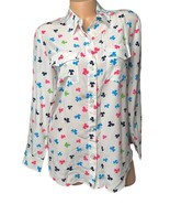 Lilly Pulitzer 100% Silk St Patricks Shamrock Clover Button Up Blouse To... - $29.69