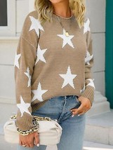 Angel Wings Star Round Neck Dropped Shoulder Sweater - £38.35 GBP