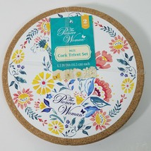 Pioneer Woman Set of 2 Cork Trivet Set Mazie Each 6.5 Inch Diameter New - £11.19 GBP