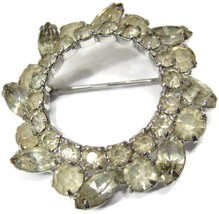 Vintage Brooch Unbranded  Costume Jewelry Rhinestones Silver Tone - $49.49