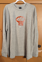 Nike Mens XL Grey Basketball Net Graphic Hoops Swoosh Logo Long Sleeve S... - $19.30