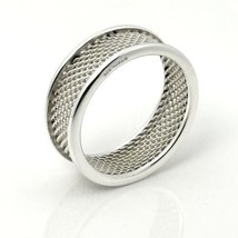 Size 12 Tiffany &amp; Co Sterling Silver Open Mesh Weave Ring Unisex AUTHENTIC - £382.58 GBP