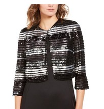 R&amp;M Richards Womens S Black Silver Sequin Open Front Jacket NWT DH39 - $637.79 MXN