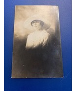 Pretty Lady In A White Fashion Hat~Real Photo Postcard c1920 - $1.69