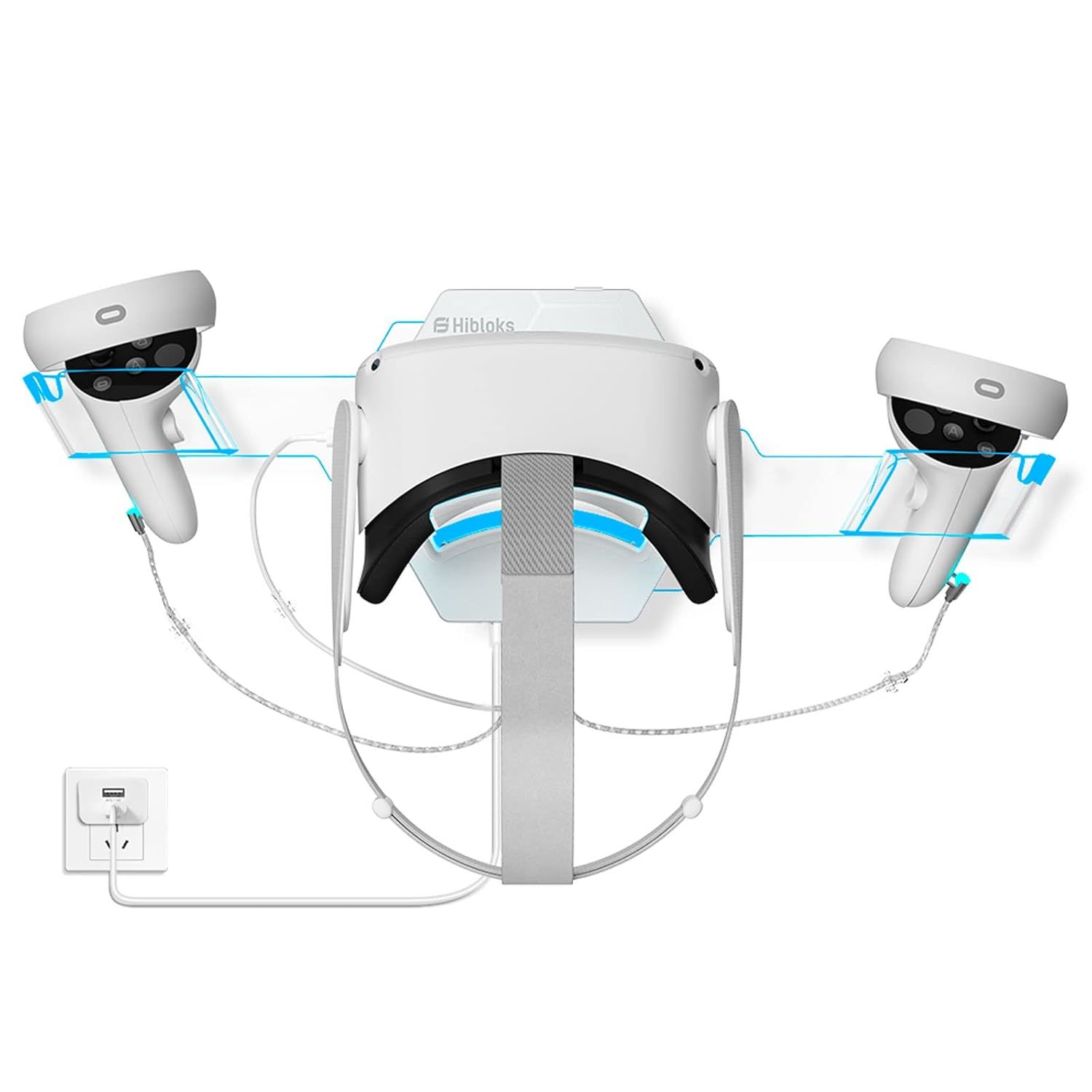 Hibloks Vr Wall Mount For Meta/Oculus Quest 2, Rgb Led Vr Stand For Meta/Oculus