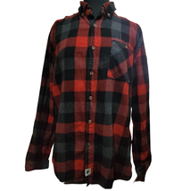 Red and Black Plaid Button Up Flannel Shirt Size Large - £19.78 GBP