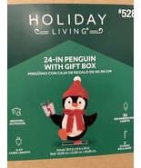 NEW Lighted Christmas Tinsel Penguin Decorations 24 Inch Penguin With Gi... - $73.84 CAD