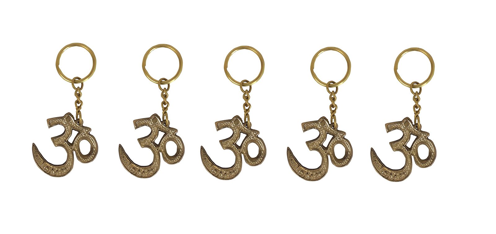 Primary image for OM Design Key Ring Bracelet Keychain Durable Brass in Gold Symbol OM Brass Keych