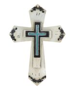 Rustic Western Turquoise Floral Scrollwork Faux Wood Layered Wall Cross ... - $547.38 MXN