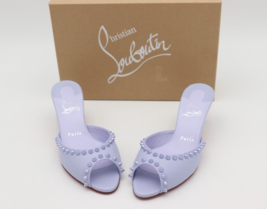 NIB Christian Louboutin Me Dolly Spike Blue Leather 55 mm Mules Sandals ... - £395.68 GBP