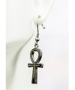 Ebros Ancient Egyptian Stainless Steel Ankh Key Dangle Earrings Pair Acc... - $33.94 CAD