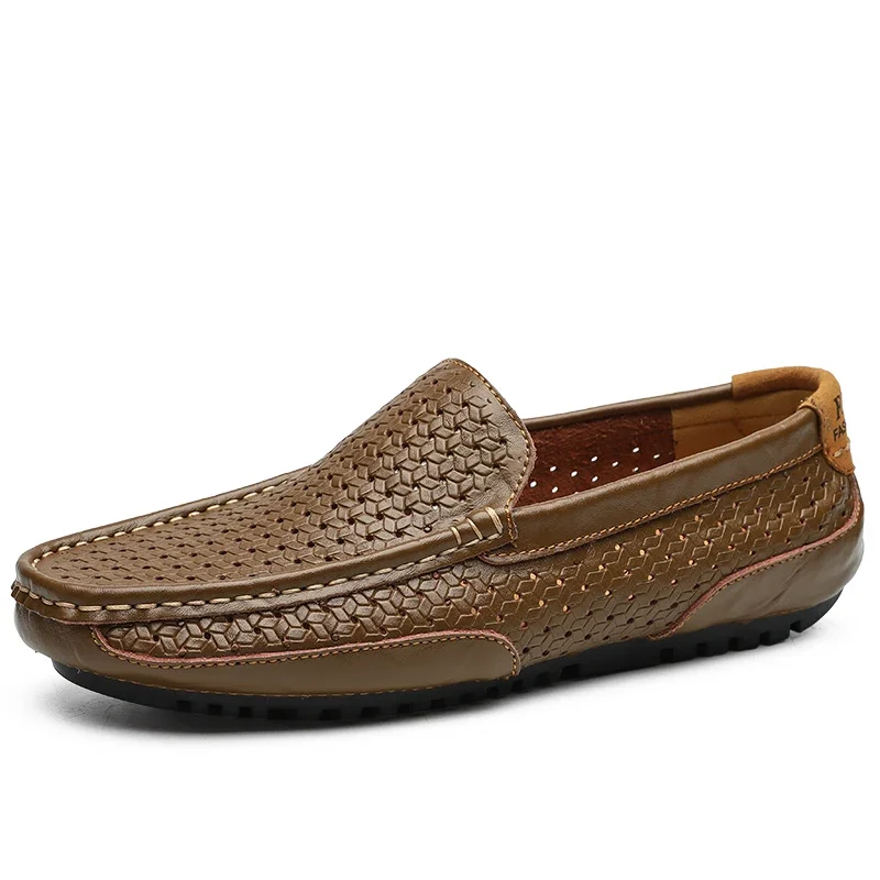 Summer Men Casual Shoes Luxury Brand Genuine Leather Mens Loafers Moccasins Holl - £37.61 GBP