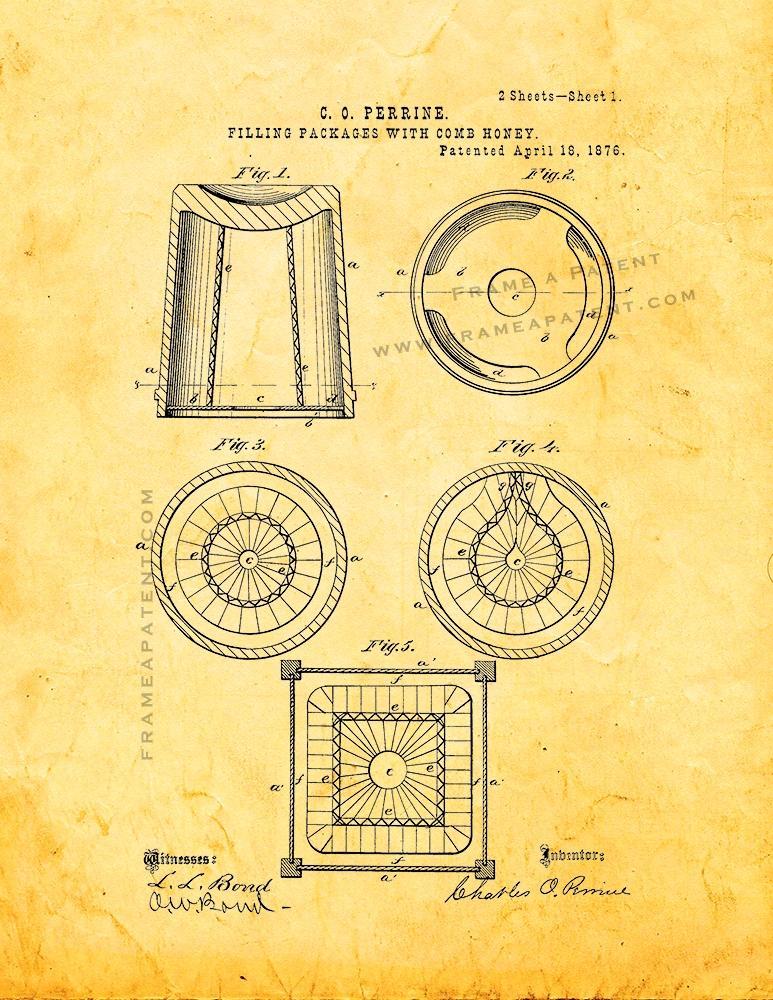 Filling Packages With Comb Honey Patent Print - Golden Look