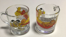 VINTAGE LOT OF 2 McDONALD&#39;S 1978 GARFIELD AND ODIE  GLASS MUGS - £11.04 GBP