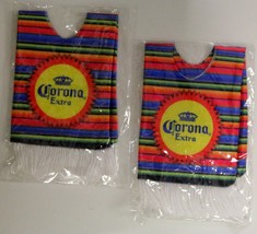Lot of 2 Corona Extra Slip On Drink Poncho Coozies - Multicolor Stripes -  NEW - £7.81 GBP