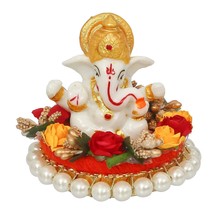 Handmade Metal and Polyresin Lord Ganesha Idol on Decorative  Plate Home &amp; Offic - £13.31 GBP