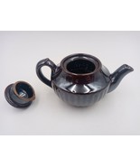 Vintage Small Teapot Brown Pottery Ribbed Sides Made in Japan - £8.10 GBP