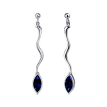 2.5ct Marquise Simulated Sapphire 14K White Gold Plated Drop Stud Earrings - £38.86 GBP