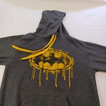 Batman Men's Gray & Yellow Graphic Drawstring Hoodie Pullove Sweatshirt Size L image 10