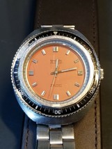 Serviced 70 &#39;s Vintage Gruen Precision Diving 1500 ft Diver Orange Dial Watch - £730.28 GBP
