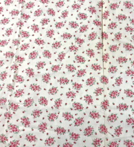 Vintage Fabric White Pink Roses Floral Tiny Romantic Cottagecore 3+ Yards Yds - £44.59 GBP
