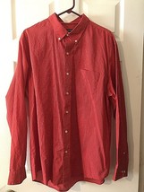 Van Heusen Button-Down Shirt Red Stripe Classic Fit Men&#39;s 17 17.5 Sz XL - $16.81